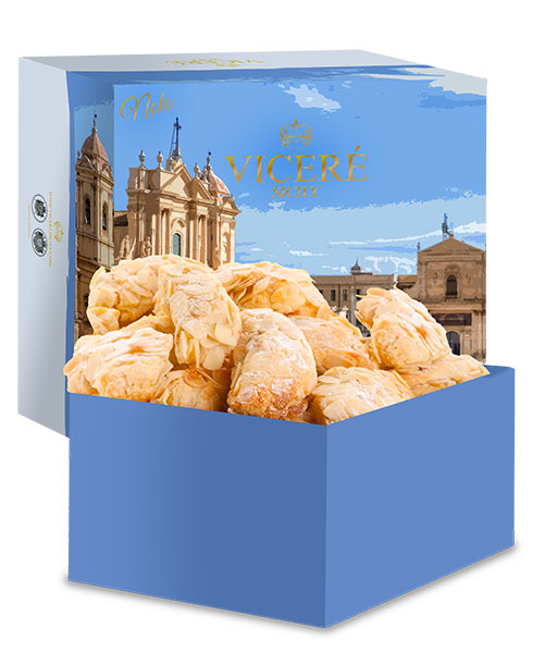 Traditional almond pastries in the Noto box